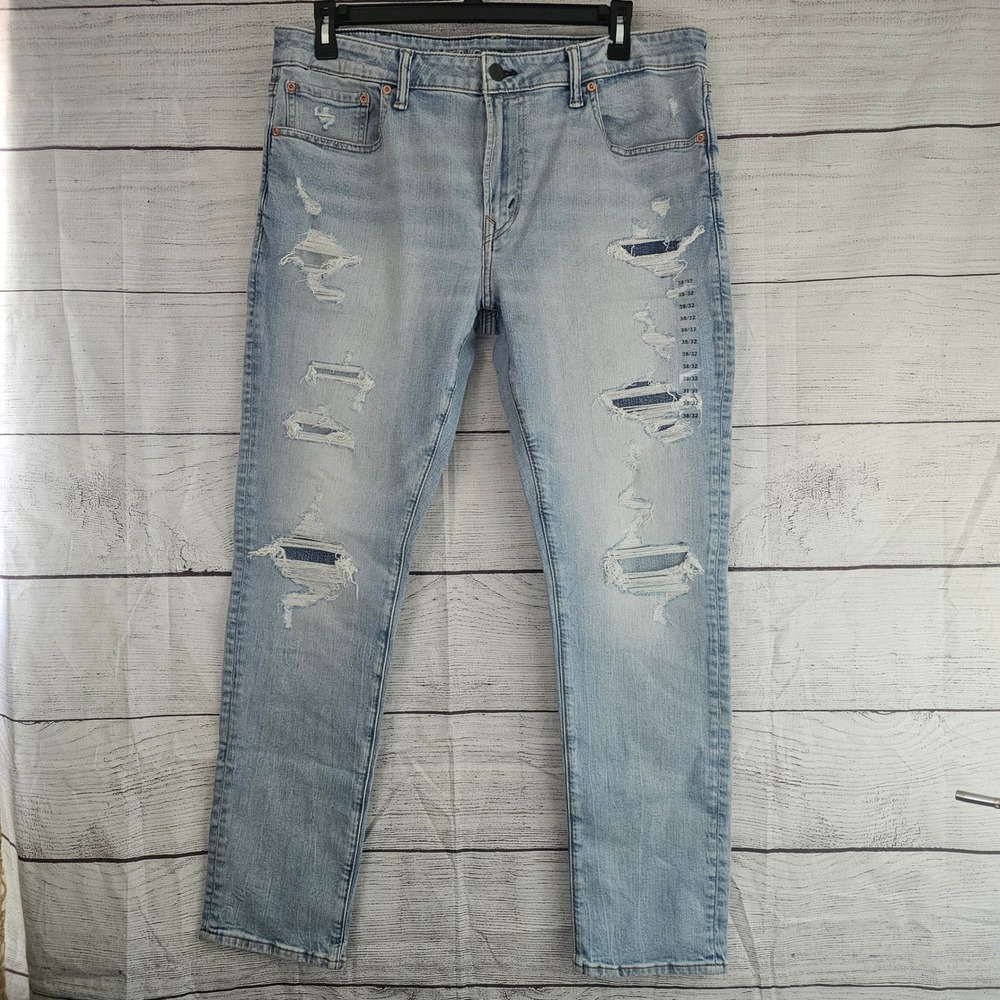 American Eagle 38x32 *SPOTS* Airflex Skinny Destroyed Light Wash 1479